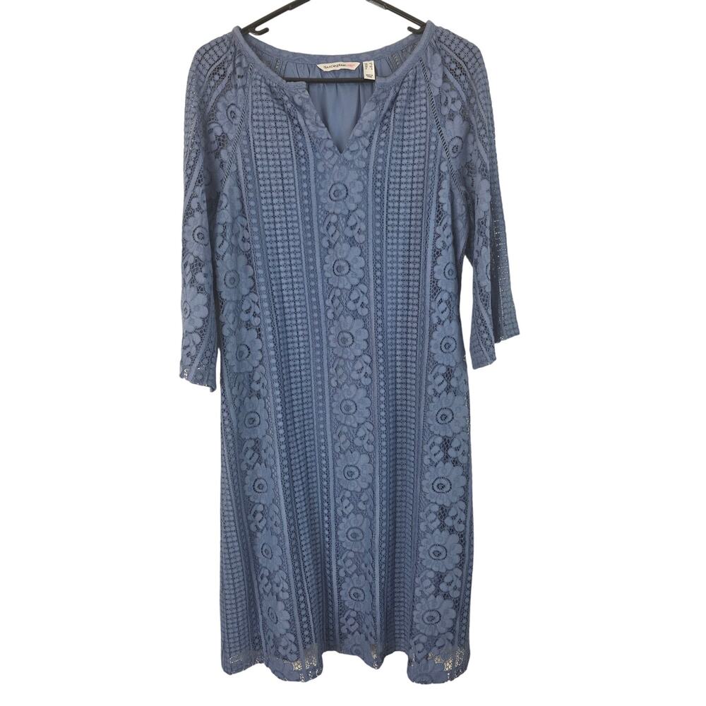 Isaac Mizrahi Coquette Dress XS Womens Blue Lace Cottage Core Whimsy V Neck‎